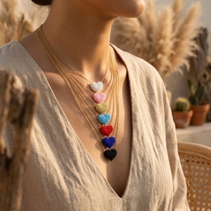 Nuova Collana 2026 per la Festa della Mamma, Ciondolo a <span class=keywords><strong>Cuore</strong></span> Rosa in <span class=keywords><strong>Acciaio</strong></span> Inox Intrecciato a Mano con Perline Miyuki - Product Image 3