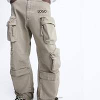 OEM Vente en gros Personnalisé Salopette ample de camping pour homme beige gris avec plusieurs poches au niveau du genou