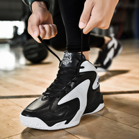 Chaussures de basket-ball unisexes pour adolescents, respirantes, antidérapantes, avec coussin d'air, noires et blanches, chaussures de sport de campus à tige haute