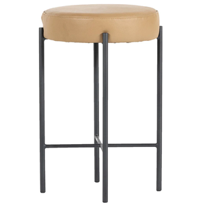 Nocona Counter <b>Stool</b> Iron, Top Grain <b>Leather</b> Gunmetal, Tan <b>Leather</b> Durable High Bar <b>Stool</b> for Home Bar & Dining Room - Product Image 3