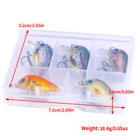 Vente en gros Box008 Combo 2.7cm 1.5g 5 pcs/boîte Mini appâts à manivelle en plastique dur ABS artificiel Kit de leurres de pêche