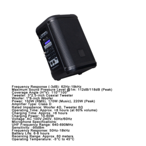 Altavoz Profesional XTUGA XTR-1 de 8 Pulgadas, Ideal para Actuaciones al Aire Libre, Altavoz <span class=keywords><strong>Activo</strong></span> de 2*150W con 2 Micrófonos - Product Image 5