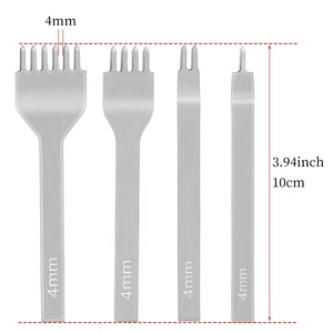 Hot Selling 4pcs 4mm <strong>Leather</strong> <strong>Hole</strong> <strong>Punch</strong> Working Tools 1/2/4/6 Prong Chisel <strong>Leather</strong> Punching Tool Set - Product Image 4