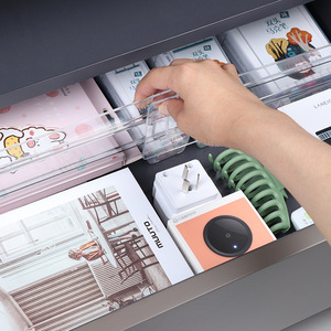 Drawer Organizers Transparent Gray Adjustable Rectangular Hook Type For Clothing <b>Makeup</b> Desktop Bedroom Storage - Product Image 2