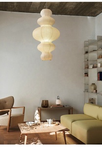 Vintage Home Decoration <strong>Rice</strong> Paper Pendant Lamp Unique Shape Paper Hanging <strong>Light</strong> for Hotel Living Room - Product Image 4