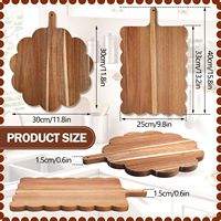 Planche à découper en bois d'acacia pour la cuisine, planche à découper ondulée pour légumes, fruits, viande, plateau de service pour barbecue et pique-nique, planche à découper en bois