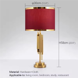 GROSSHÄNDLER für Beleuchtung: Luxuriöse Tischlampe mit Stoffschirm, Metall-Schlafzimmer-Nachttischlampe - Product Image 5