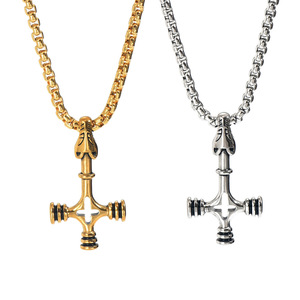 Collier pendentif en acier inoxydable de style punk viking gothique, croix vintage, marteau de Thor nordique, celtique, pour homme - Product Image 1