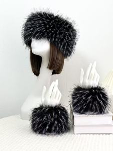 Fascia per capelli e Scaldamani da donna invernali in finta pelliccia di volpe, imbottiti, senza cappuccio, extra spessi, antivento, regolabili, stile street - Product Image 6