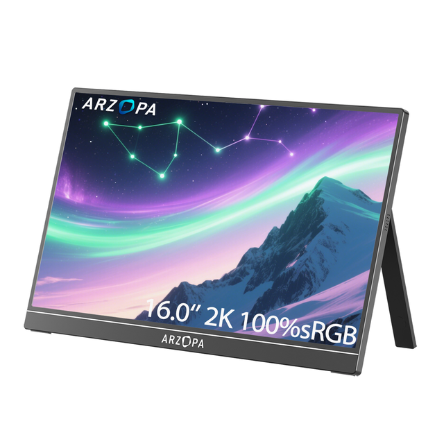Arzopa Z1RC Real 2K 16 Inch 2560*1600 FHD LCD Monitors Screen IPS Panel HDR Display Without Battery Laptop Portable Monitor