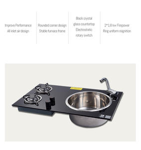 Bateau caravane camping-car 2 Buner cuisinière à gaz GPL <span class=keywords><strong>plaque</strong></span> <span class=keywords><strong>de</strong></span> <span class=keywords><strong>cuisson</strong></span> et évier combiné <span class=keywords><strong>avec</strong></span> verre trempé 730*430*150mm GR-215 - Product Image 2