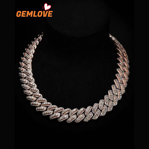 Wholesale Custom 14K Rose Gold Plated <b>Iced</b> <b>Out</b> Cuban Link <b>Chain</b> Necklace Hip Hop Jewelry - Product Image 2