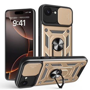 Funda protectora de teléfono para cámara con ventana deslizante a prueba de golpes con soporte de anillo para iPhone 16E 16 Pro <span class=keywords><strong>Max</strong></span> 15 14 Plus 13 Pro - Product Image 1