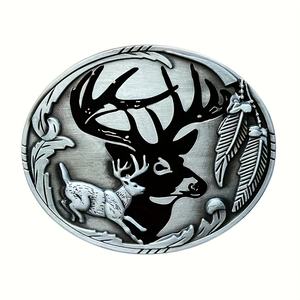 Gesper sabuk hewan mode rusa liar gaya koboi Barat desain baru 2025 untuk pria - Product Image 1