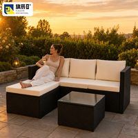 Ensemble de canapé modulaire en forme de L avec ottoman et table basse, meubles de patio d'extérieur