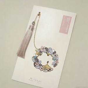 Marque-page fin en métal ajouré vierge, avec motifs de dessin animé, plume, flocon de neige chrétien, animal mignon, broderie, motif <span class=keywords><strong>juif</strong></span>, café et fleur séchée - Product Image 2