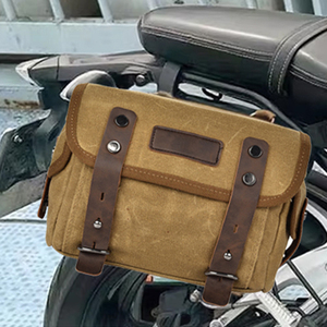 Universelle Retro-Motorrad-Seitentasche Wasserdichte Ölwachs-Leinwand-Satteltasche Rücksitztasche Motorrad-Reisetasche - Product Image 1