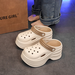 Sandalias Crocs con Plataforma para Mujer, Tacón de 8 cm, Suela de EVA, Transpirables, para Playa, Verano, Tallas 35-40, Color Blanco Leche - Product Image 1