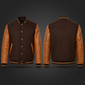 Mens Wool Body Varsity Jacket Leather Sleeves Embroidered Letter <b>Patches</b> Classic College Winter Outerwear Wholesale Supplier - Product Image 3