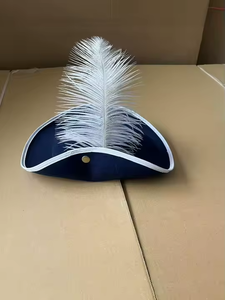 Sombreros de fieltro azul marino personalizados con logotipo para niños y adultos, sombrero de mosquetero con pluma grande - Product Image 5