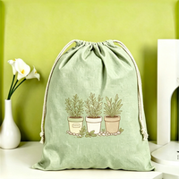 Bolsa de Regalo de Lona Ecológica con Cordón, Diseño de Dibujos Animados, Versátil, Portátil, para Regalos Corporativos y Festivos