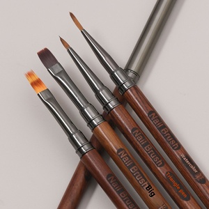 Japanese Poly Gel Nail Brush Sandalwood Handle Flat Oval Painting <b>Builder</b> Brush Professional Manicure Nail Art Tool Wholesale - Product Image 4