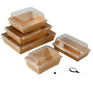 定制印刷一次性纸板纸寿司三明治盒，带透明盖子