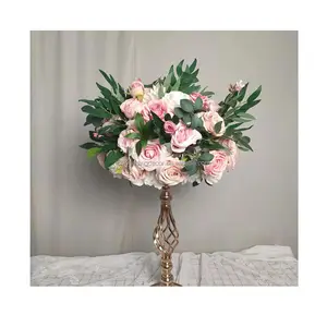 Big Flower Ball Wedding Centerpieces Pink Rose Beautiful Floral Artificial Leaves On Sale