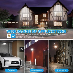 Applique murale LED en aluminium Barn Light 150W 80W 50W IP65 avec capteur de lumière, lampe de traversée pour jardin moderne, garage, cour extérieure - Product Image 5