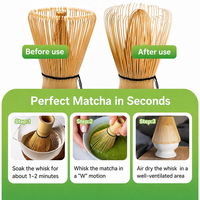 Fouet à Matcha en Bambou Blanc Personnalisé avec Logo, 100 ou 120 Dents, pour Marques de Thé, Cafés et Boutiques de Cadeaux