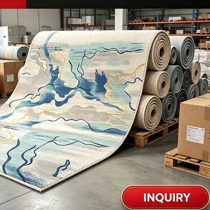 Alfombra de Nailon con Diseño Abstracto de Arroyo de Montaña en Azul y Dorado, Alfombra Comercial Impresa Personalizada para Vestíbulos de Hoteles y Proyectos de Resorts - Product Image 6
