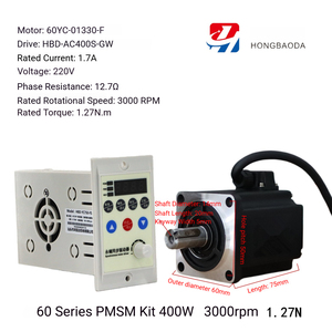 <span class=keywords><strong>Motor</strong></span> servo sin escobillas sincrónico <span class=keywords><strong>de</strong></span> imán permanente HONGBAODA Nema 24, serie 60, 400W, 3000 RPM, 1.27N.m, AC220V, 60YC-01330-F - Product Image 3