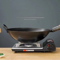 Restoran koki memasak wajan tradisional Cina gaya Jepang non-stick baja karbon wajan peralatan masak