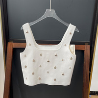 Sandro robe femmes printemps/été français blanc Design dames deux pièces ensemble Sexy sans manches licou gilet avec jupe a-ligne ensemble