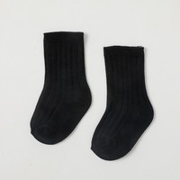 Chaussettes avec Logo personnalisé, couleur unie, vente en gros, automne, hiver, enfants, chaud, coréen, pour bébé, en coton, vente en gros