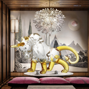 Figura de Cristal de Toro Miniatura Hecha a Mano, Cristal Pulido, Figura de Animal Salvaje, Coleccionables, Decoración para el Hogar, Feng Shui de la Suerte - Product Image 3