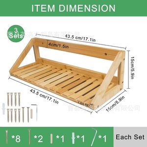 Estante de almacenamiento de bambú para montar en la pared de 3 niveles para toallas de baño y productos de cuidado de la piel - Product Image 4