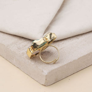 Trendy Gold Plated Brass Turquoise <b>Ring</b> For Women Featuring Boho <b>Open</b> Adjustable Design Statement Fashion Jewelry For Daily Wear - Product Image 4
