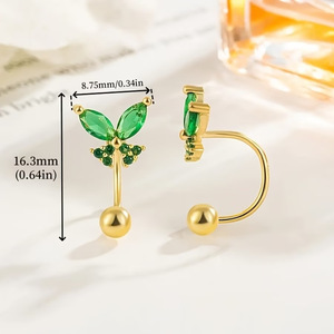 Bijou de piercing en acier inoxydable unisexe, design de niche, en forme de papillon avec tige incurvée en cristal, <span class=keywords><strong>pour</strong></span> sourcil, ongle et nombril, usage quotidien - Product Image 2