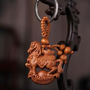 Китай, традиция 12, Двенадцать зодиака, персиковый деревянный резной 3D брелок с драконом для подарка, кулон - Product Image 4