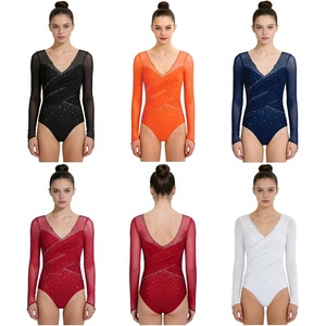 Justaucorps de danse de salon pour femmes, en strass, pour la gymnastique, le patinage artistique, les spectacles sur scène - Product Image 1
