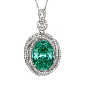 Fashion Jewelry Multi-color Cubic Zirconia Pendant Elegant Smooth Brass Oval <b>Locket</b> Necklace for Women Casual & Office Wear - Product Image 1