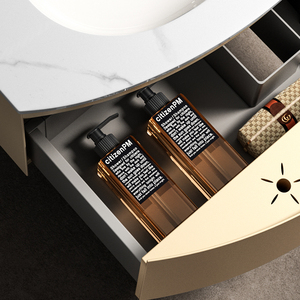 Mueble <span class=keywords><strong>de</strong></span> Baño Moderno <span class=keywords><strong>de</strong></span> Lujo con Estructura <span class=keywords><strong>de</strong></span> Aluminio en Forma <span class=keywords><strong>de</strong></span> Panal, <span class=keywords><strong>Encimera</strong></span> <span class=keywords><strong>de</strong></span> Mármol, Espejo LED Inteligente, Lavabo y Fregadero para Villa - Product Image 3
