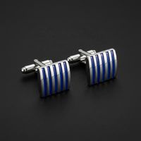 Mancuernillas Unisex Dowell con Rayas de Esmalte Suave Niqueladas para Regalos de Compromiso, Boda, Fiesta y Corporativos