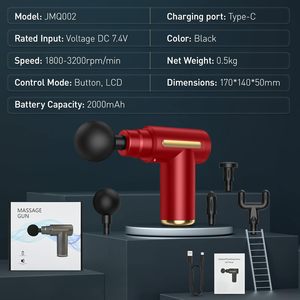Massagepistool, Mini Massagepistool, 6 Snelheden, 4 Massagekoppen, 1800mAh Batterij, Type-C Opladen, Super Stil - Product Image 2