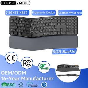 <span class=keywords><strong>Clavier</strong></span> <span class=keywords><strong>Ergonomique</strong></span> Fendu TMICE T1 <span class=keywords><strong>Bluetooth</strong></span> Double Mode avec Ciseaux Amortissants, <span class=keywords><strong>Clavier</strong></span> sans Fil Silencieux avec Repose-Poignet et Paume - Product Image 1