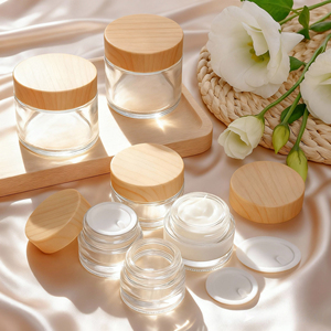 Oem Chất Lượng Cao Cho Thực Phẩm Nước Giải Khát Nước Trái Cây Kem Mật Ong Lưu Trữ 5G 10G 15G 20G 30G 50G 100G Mỹ Phẩm Lọ Thủy Tinh Với Nắp Bằng Gỗ - Product Image 2