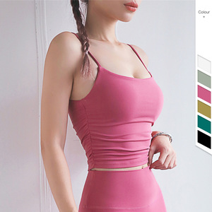 Soutien-gorge de sport froncé à bretelles, vêtements d'entraînement, nouveau Type, couleur unie, - Product Image 1