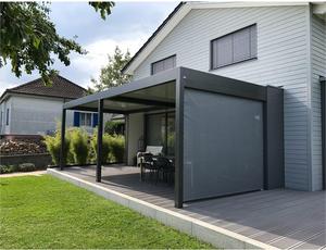 야외 방수 모터식 알루미늄 루버 가제보 수동 파티오 캐노피 퍼골라 차양 야외 가구 현대식 - Product Image 4