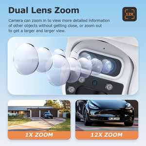 Telecamera <span class=keywords><strong>IP</strong></span> WiFi <span class=keywords><strong>Smart</strong></span> da Esterno 6MP 3K con Scheda SIM 4G, Zoom 15X, Tre Obiettivi, Doppio Schermo, Alimentazione Solare PTZ - Product Image 2